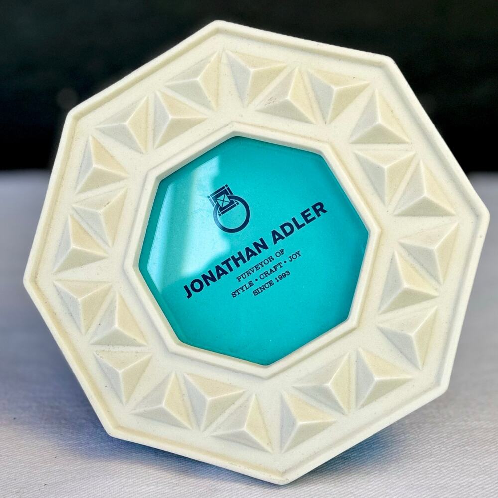 Jonathan Adler Charade Studded Octagonal Mini Picture Frame White Porcelain - Picture 2 of 3